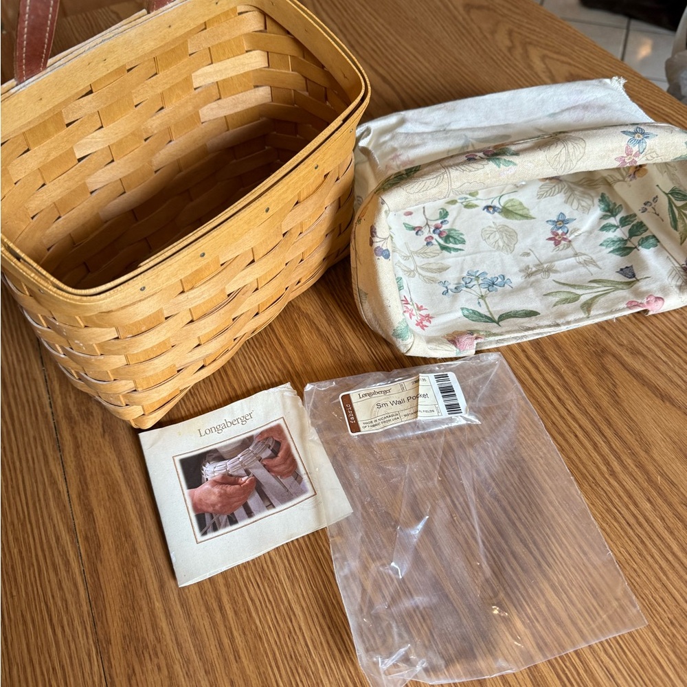 Small wall pocket signed Longaberger basket with liner